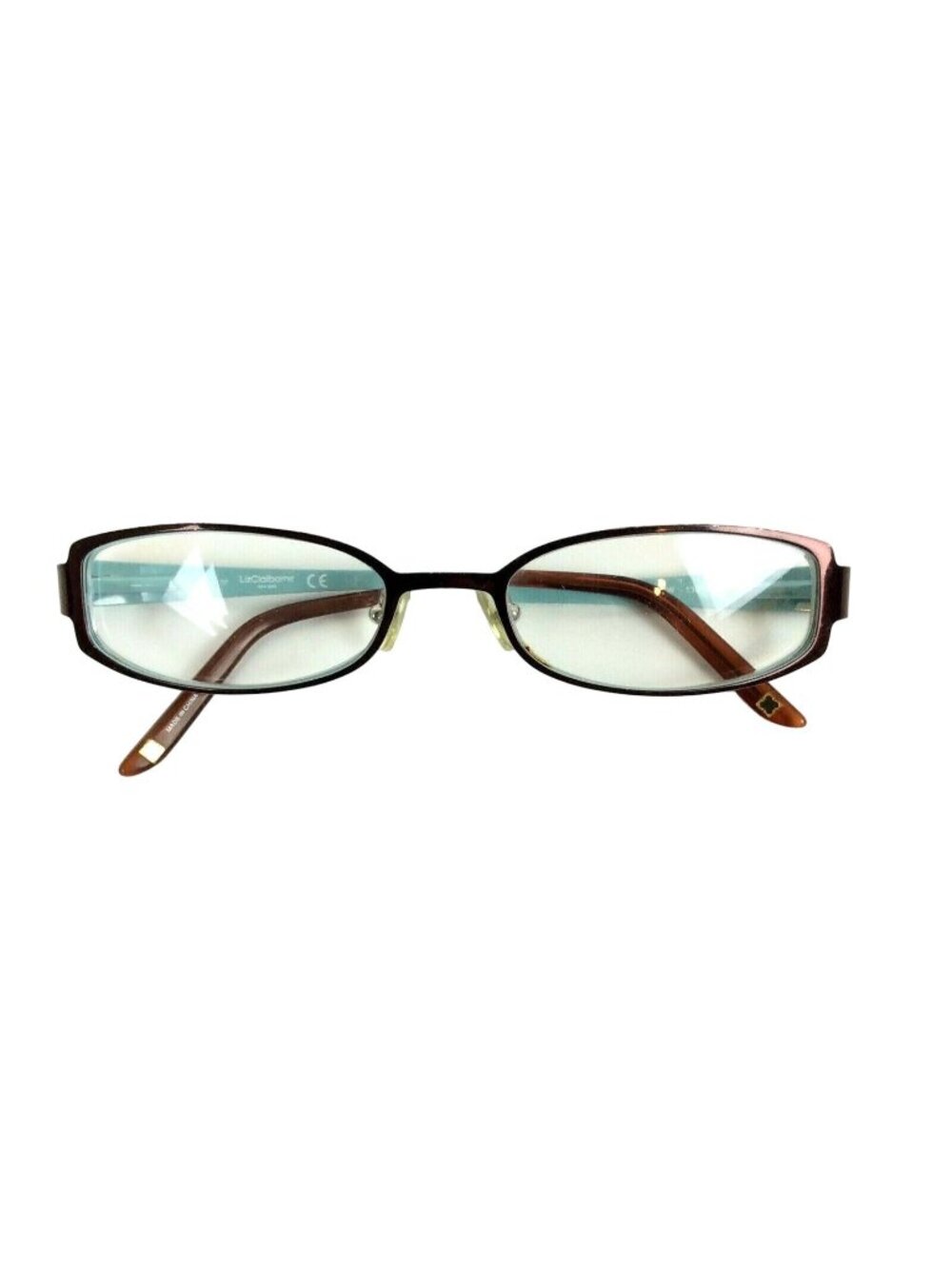 Liz Claiborne Eyeglass Glasses Frames L321 Brown Blue Metal Rectangle 51 18 130